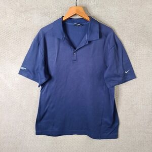 Nike Golf Shirt Mens XL Blue Polo Dry Fit Short Sleeve Navy Fit Dry Polyester
